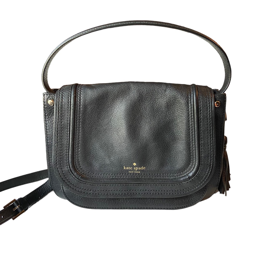 Kate Spade Crossbody Bag Pratt Street Medium Rianne Black Leather Shoulder Strap